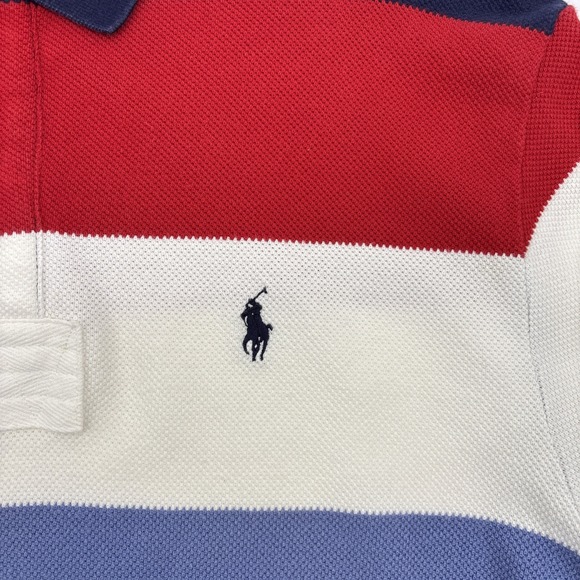Vintage 90s Polo Ralph Lauren Polo Shirt Mens Lg Color Block Red White Blue - Picture 2 of 9